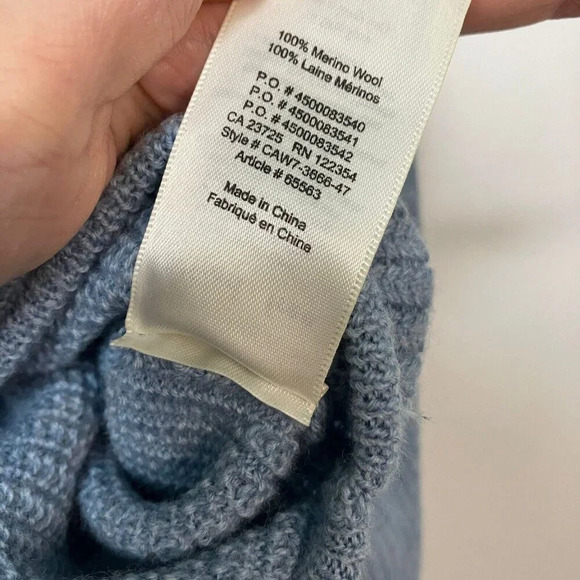 Aritzia Wilfred Free Lolan 100% Merino Wool Blue batwing  Sleeve Cropped Sweater - Picture 7 of 11